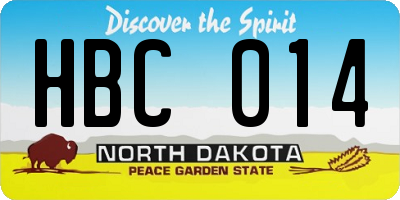 ND license plate HBC014