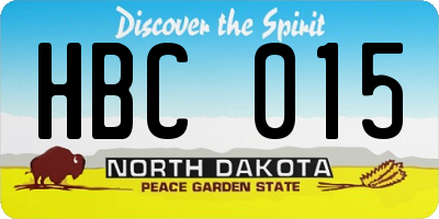 ND license plate HBC015