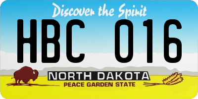 ND license plate HBC016