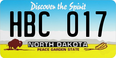 ND license plate HBC017