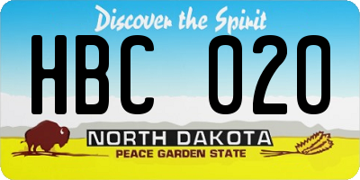 ND license plate HBC020