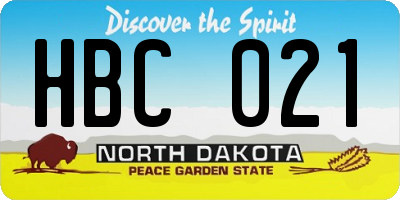 ND license plate HBC021