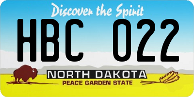 ND license plate HBC022