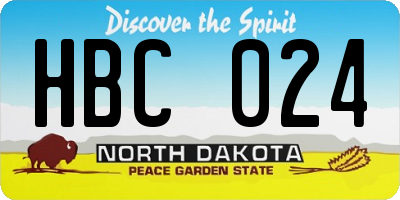 ND license plate HBC024