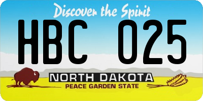 ND license plate HBC025