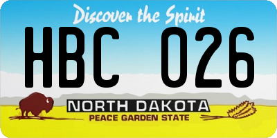 ND license plate HBC026