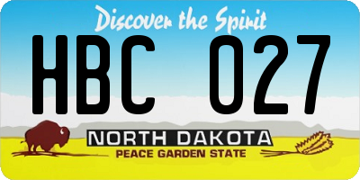 ND license plate HBC027