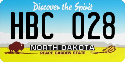 ND license plate HBC028