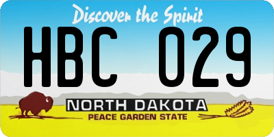 ND license plate HBC029