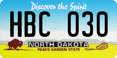 ND license plate HBC030