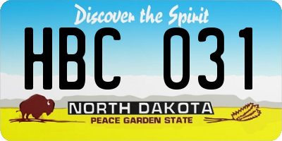 ND license plate HBC031