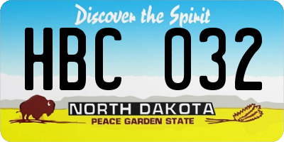 ND license plate HBC032