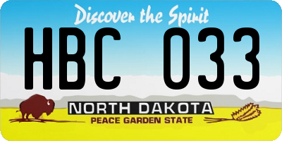 ND license plate HBC033