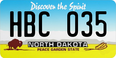 ND license plate HBC035