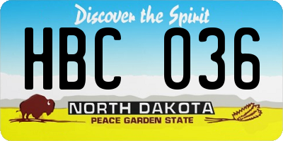 ND license plate HBC036