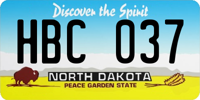 ND license plate HBC037