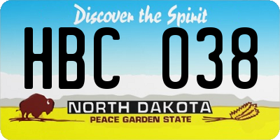 ND license plate HBC038