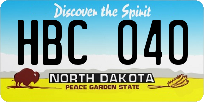 ND license plate HBC040