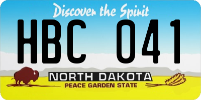 ND license plate HBC041