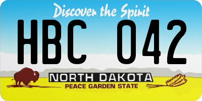 ND license plate HBC042