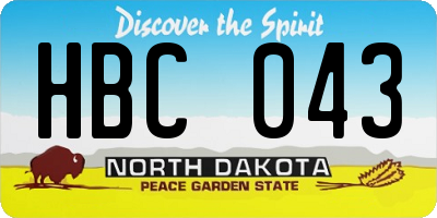 ND license plate HBC043