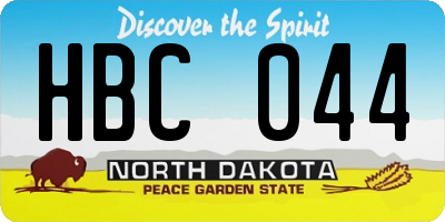 ND license plate HBC044