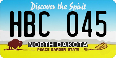 ND license plate HBC045