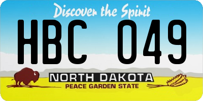 ND license plate HBC049