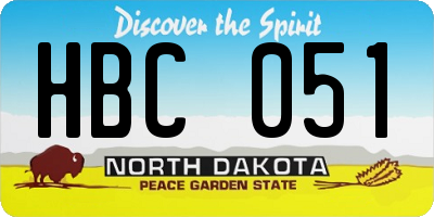 ND license plate HBC051