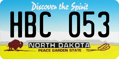 ND license plate HBC053