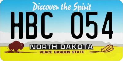 ND license plate HBC054