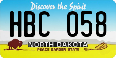 ND license plate HBC058