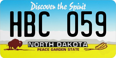 ND license plate HBC059