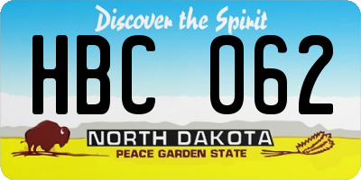 ND license plate HBC062