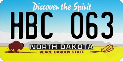 ND license plate HBC063