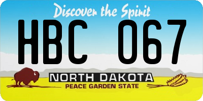 ND license plate HBC067