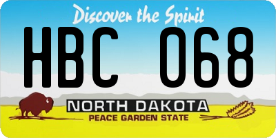 ND license plate HBC068