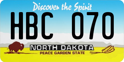 ND license plate HBC070