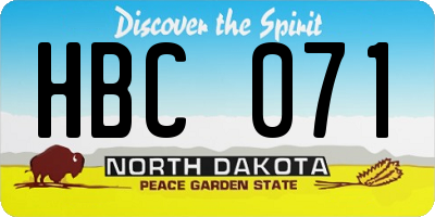 ND license plate HBC071