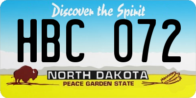 ND license plate HBC072