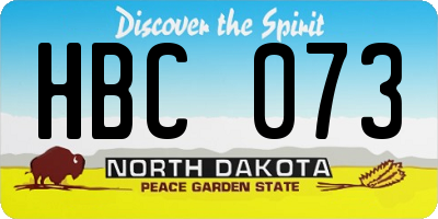 ND license plate HBC073