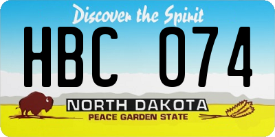 ND license plate HBC074