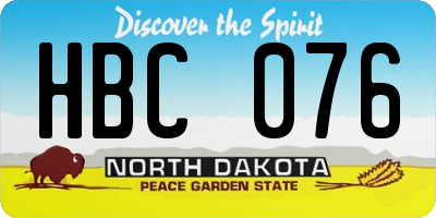 ND license plate HBC076