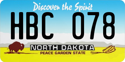 ND license plate HBC078