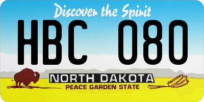 ND license plate HBC080