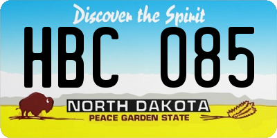 ND license plate HBC085