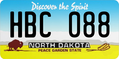 ND license plate HBC088