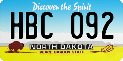 ND license plate HBC092