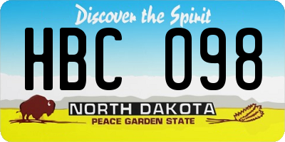 ND license plate HBC098