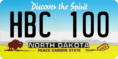 ND license plate HBC100